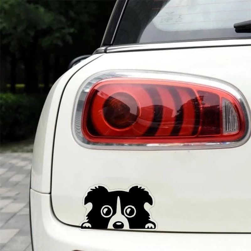 Image of Peeking Dog Decal, Vinyl Face Sticker for Car Window, Black and White Adhesive Pet Decal, 1 PC