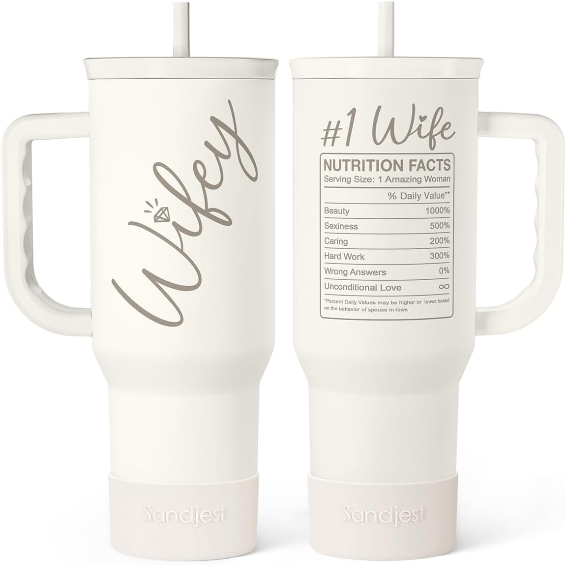 SANDJEST Gift for Wife from Husband – 40oz Insulated Stainless Steel Tumbler with Handle and Straw, Gifts for Anniversary, Birthday, Christmas, Valentine, Coffee Travel Mug