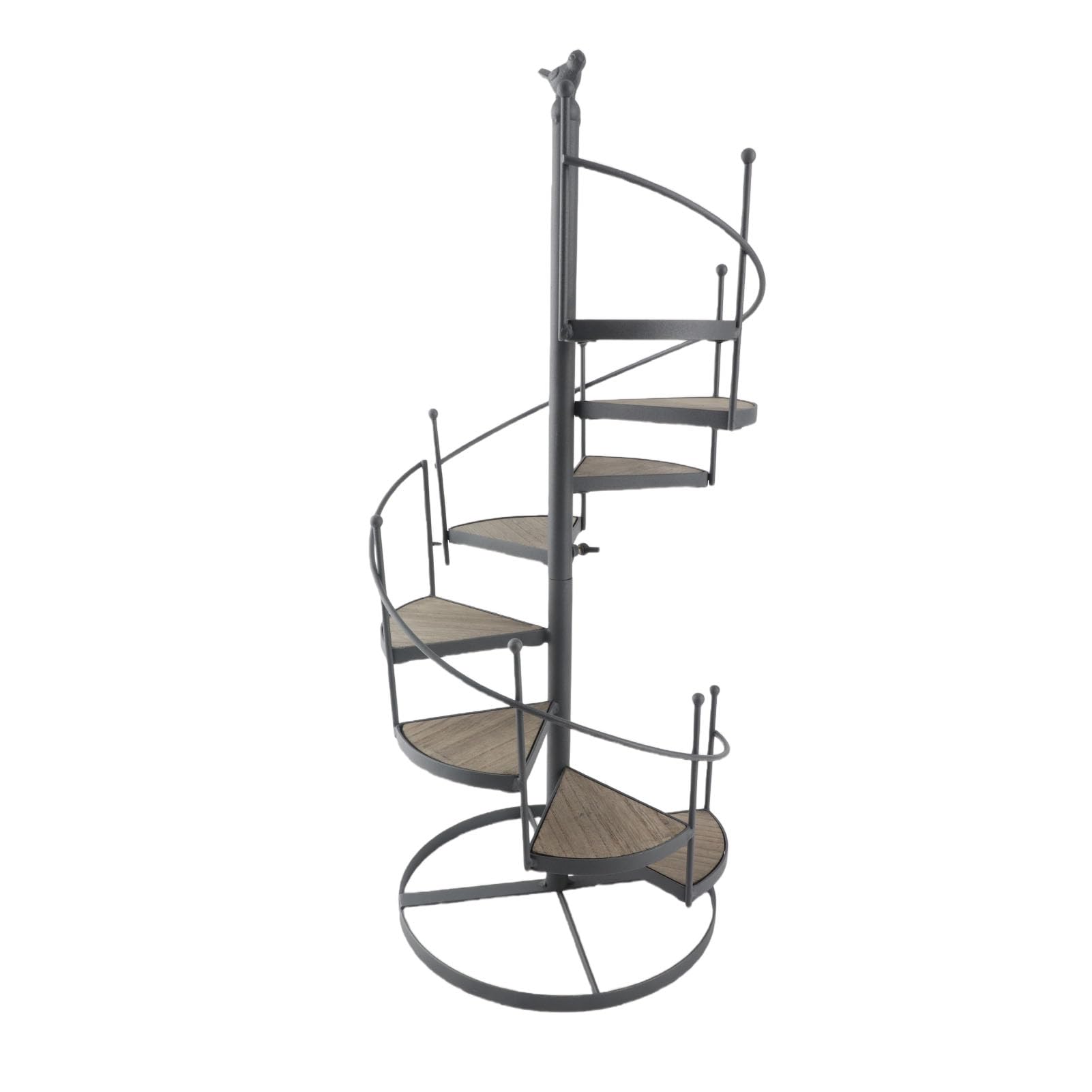 Sxhlseller Support de Plantes en Fer forgé avec étagères en Bois, 23cm