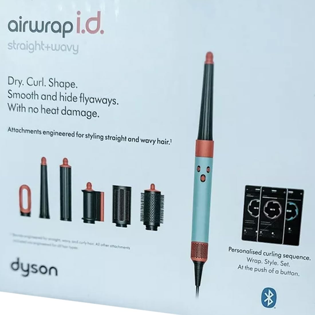 Dyson Airwrap i.d. Multi-Styler and Dryer Straight + Wavy HS08 - Bluetooth Enabled - Perfect Curls için (seramik patina/topaz)