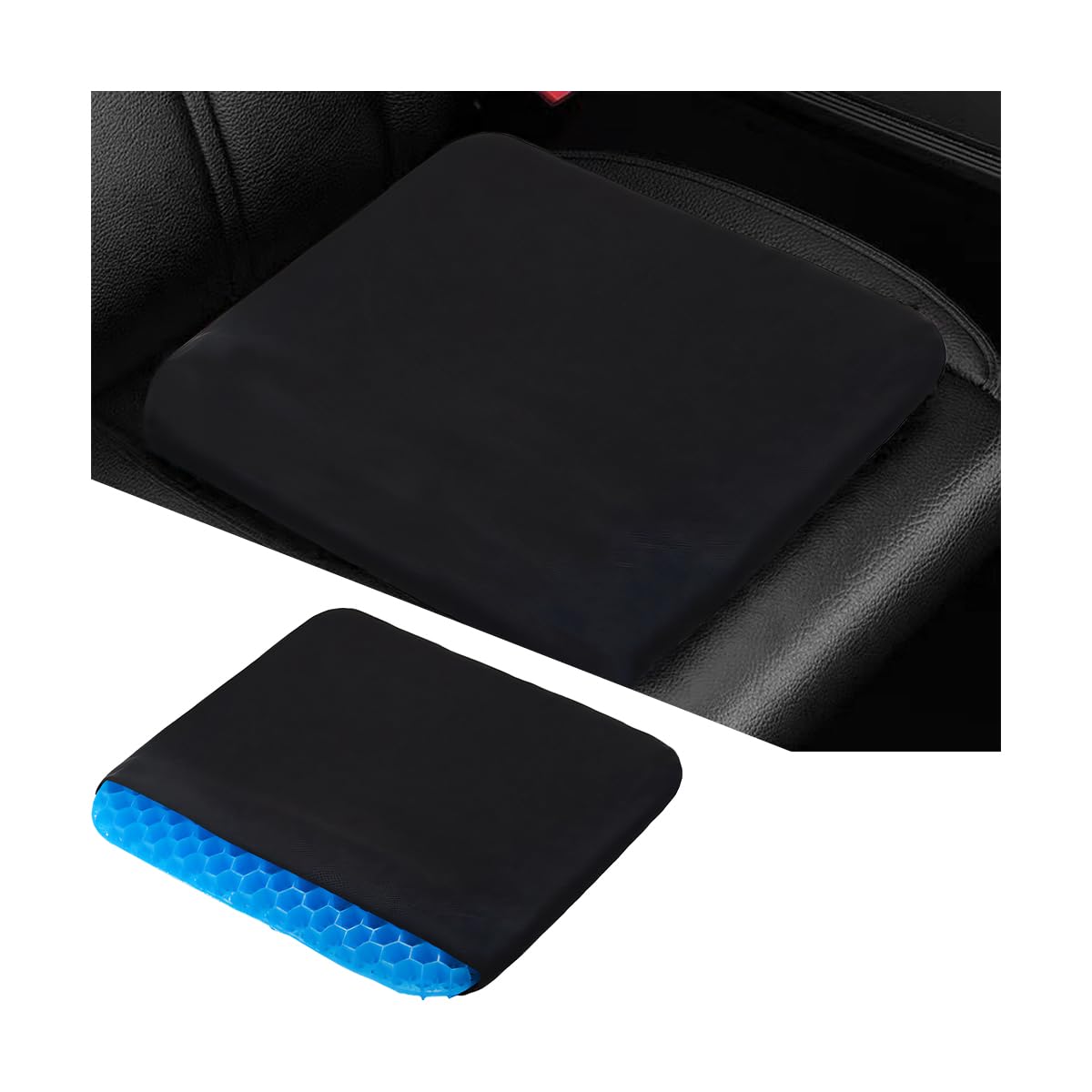 Osilly Cojín de gel para asiento de coche para sentarse durante mucho tiempo, suave, transpirable, para silla de oficina, silla de ruedas con funda antideslizante, funda de asiento gruesa para aliviar
