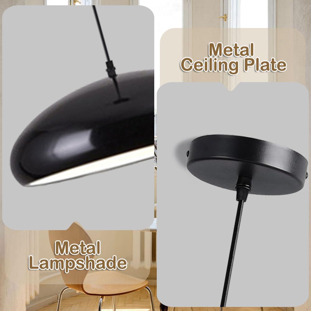 Lámpara Colgante de Metal Negro de Estilo Moderno de 17,7 Pulgadas