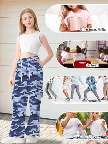 Image of Cromoncent Cargo Pants Girls & Women Parachute Pants Y2K Baggy Rave Clothes Waterproof with Pockets, 6 Years - 3XL