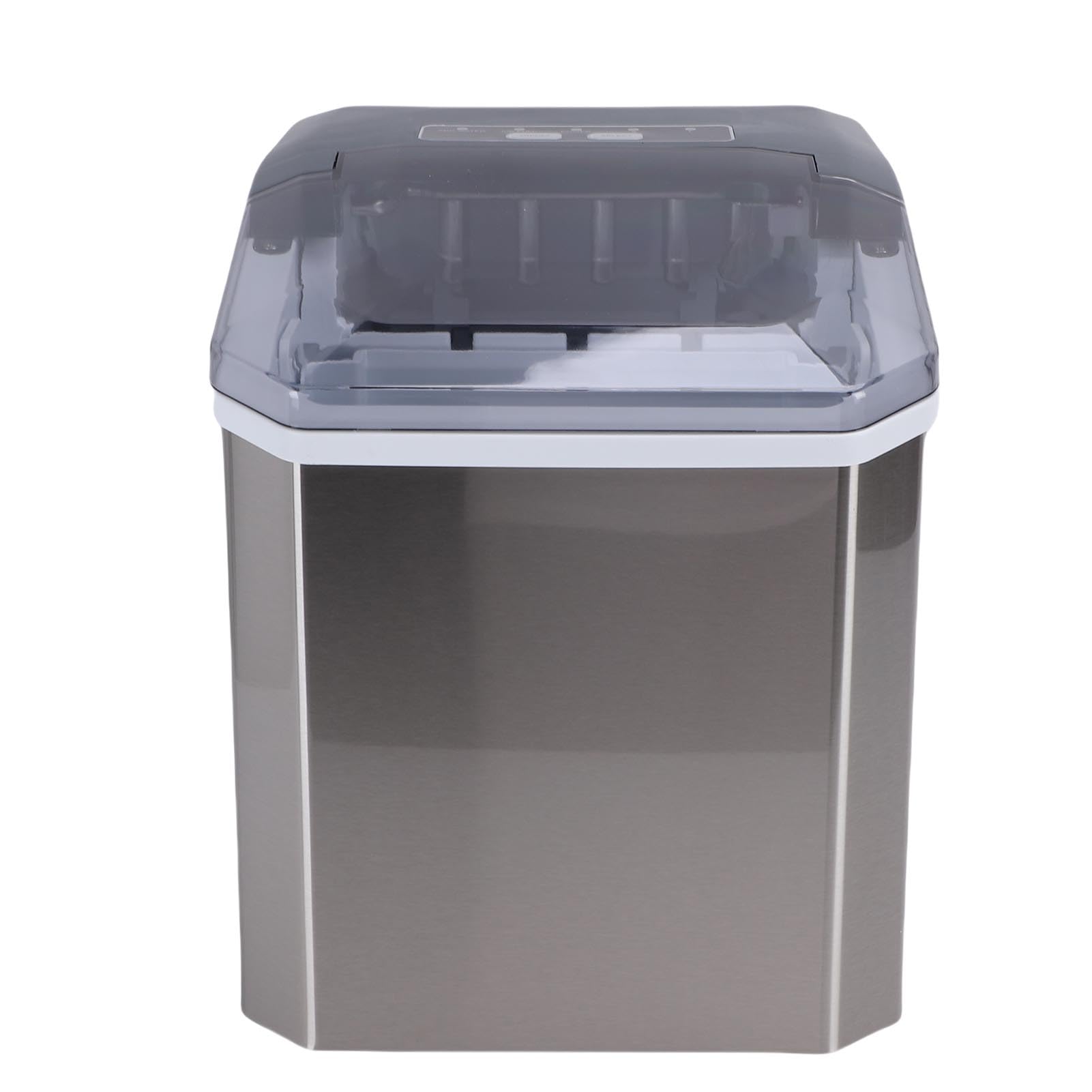 Máquina para Hacer Hielo en Encimera, Máquina Portátil con Funcionamiento con una Sola Tecla, Silenciosa y Automática para el Hogar, Cocina, Acero Inoxidable, Adecuada (Enchufe europeo 220V)