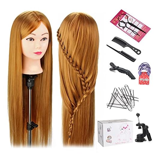 Mannequin Head with Hair, TopDirect 24 Inch Long Hair Mannequin Manikin Head Hair Practice Cosmetology Hair Doll Head Styling Hairdressing Training Braiding Heads with Clamp Holder and Tools