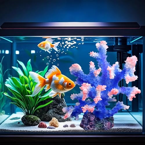 Image of Premium Coral Reef Ornament - Lifelike Artificial Coral Decor for Saltwater & Freshwater Aquariums | Hand-Painted Blue, Aquarium-Safe Polyresin (5.7 inchx5.1 inchx6.3 inch)