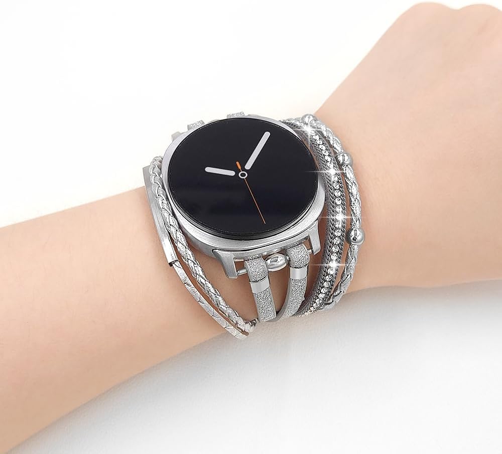 Boho Leather Bracelet Compatible with Samsung Galaxy Watch 8 Band 40mm/44mm, Galaxy Watch 8 Classic 46mm Handmade Multilayer Adjustable Strap for Galaxy Watch 8/8 Classic Women Men - Image 5