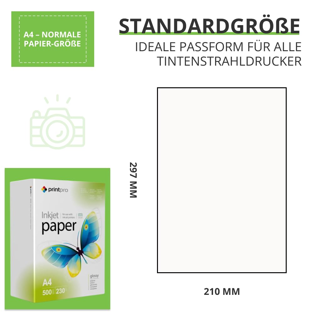 Papier fotograficzny PrintPro firmy COLORWAY o wysokim połysku, format A4, gramatura 230 g/m², 500 arkuszy, szybkoschnący, wodoodporny, do wszystkich drukarek atramentowych