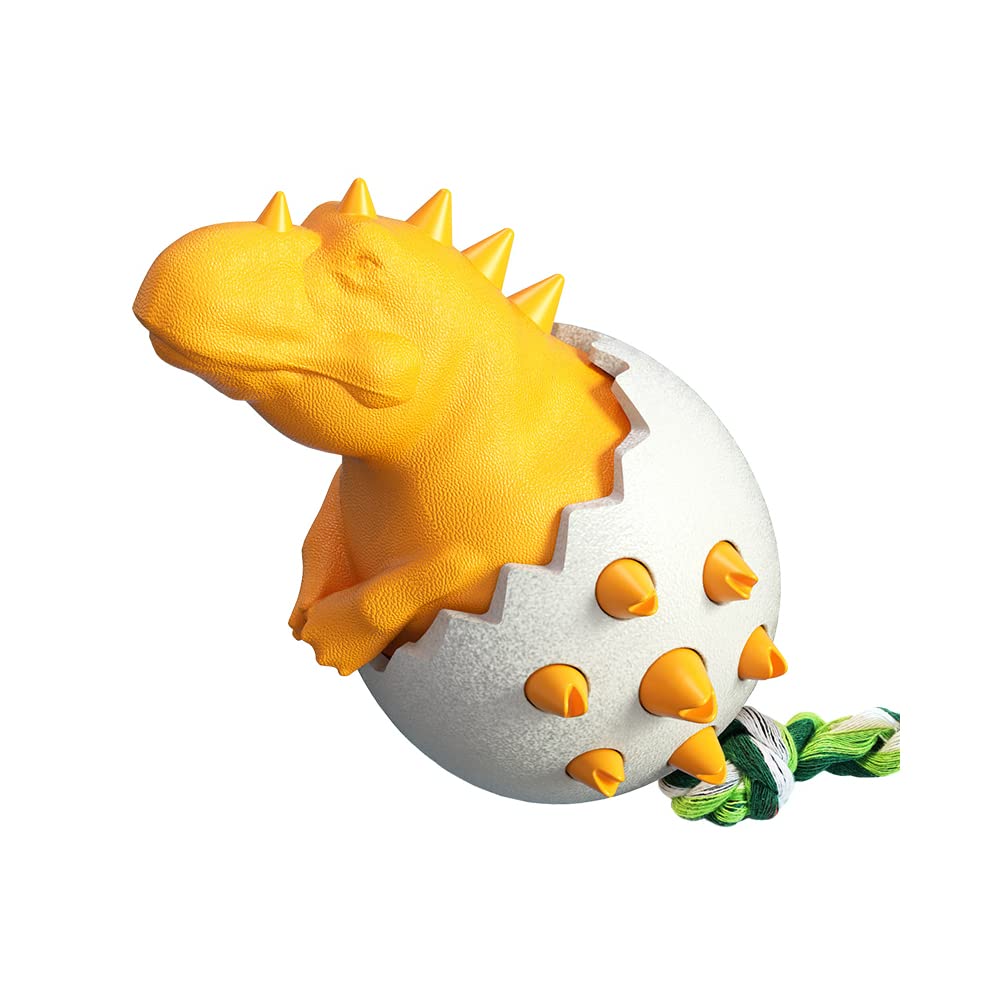 NALEINING Chew Toys for Dogs, Clean Teeth, Pet Teething Toys for Small, Medium and Large Dogs (Dinosaur - Orange)