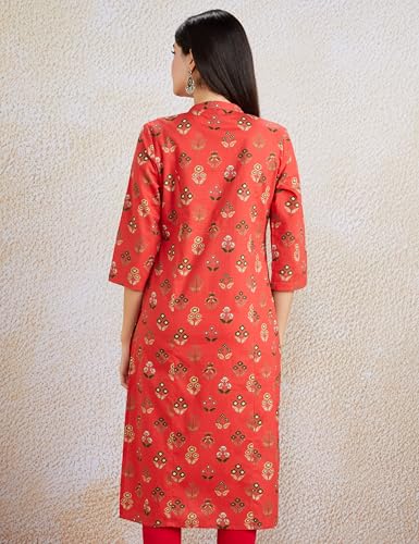 Image of Amazon Brand - Myx Women Printed Cotton Regular Fit Kurta (Available in Plus Sizes)