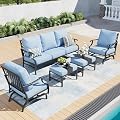 SUNSHINE VALLEY 5-Piece Metal Wrought Iron Outdoor Conversation Set, 7 Seats