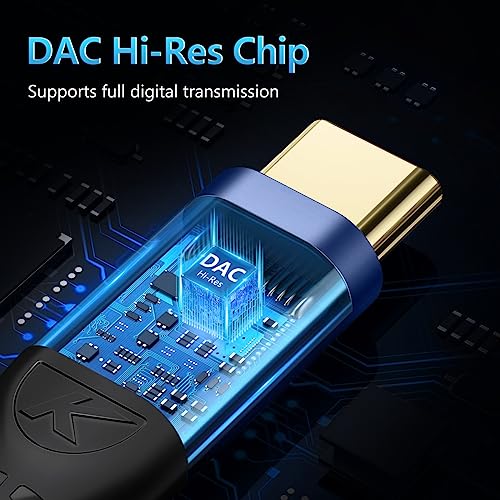 Image of Kinsound USB Type C to 3.5 mm Audio Jack Connector with DAC Headphone Converter Adapter Compatible with iPhone 16, Galaxy S24 /S23 /S22,OnePlus12 /11 /10 /9 /8,Pixel 9 /8 /7 & Other Type C Phones