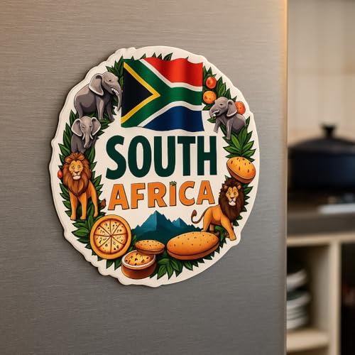 Image of Naxon South Africa Country Theme Souvenir Wooden Refrigerator Stylish Fridge Magnet - Fridge Decoration Magnet for Kitchen & Home Decor | Perfect Souvenir Gift | Size 3x3 Inches | Pack of 1