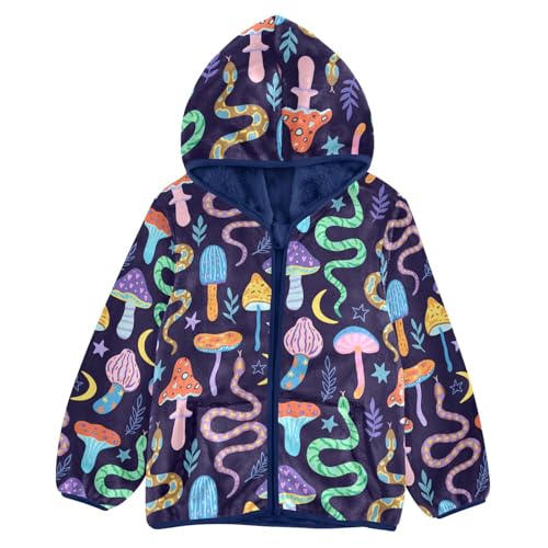 Snakes and Magic Mushrooms Girls Fleece Jacket Girls Fall Jacket Girls Zip Up Hoodie Girls Sherpa Jacket 2-10T