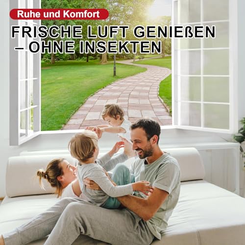 ZUIYIN Fliegengitter Fenster 150x250 cm, Insektenschutz Fenster ohne Bohren, Fliegennetz mit Upgrade 2.0 Klettband, Mückennetz Fenster, Fenstergitter Insektenschutz Schwarz