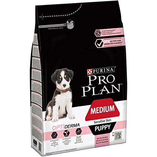 Purina PRO PLAN DOG Medium Puppy, Trockenfutter für Hunde-Welpen, für sensible Haut mit OPTIDERMA, Hundefutter, reich an Lachs