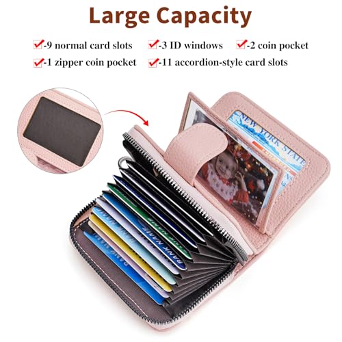 FALAN MULE Credit Card Holder for Women Small Leather RFID Blocking Security Card Wallet with ID Window2