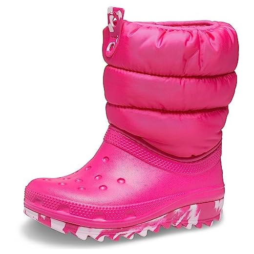 Crocs Kids Classic Neo Puff Winter Boots Snow, Candy Pink, 6 US Unisex Toddler