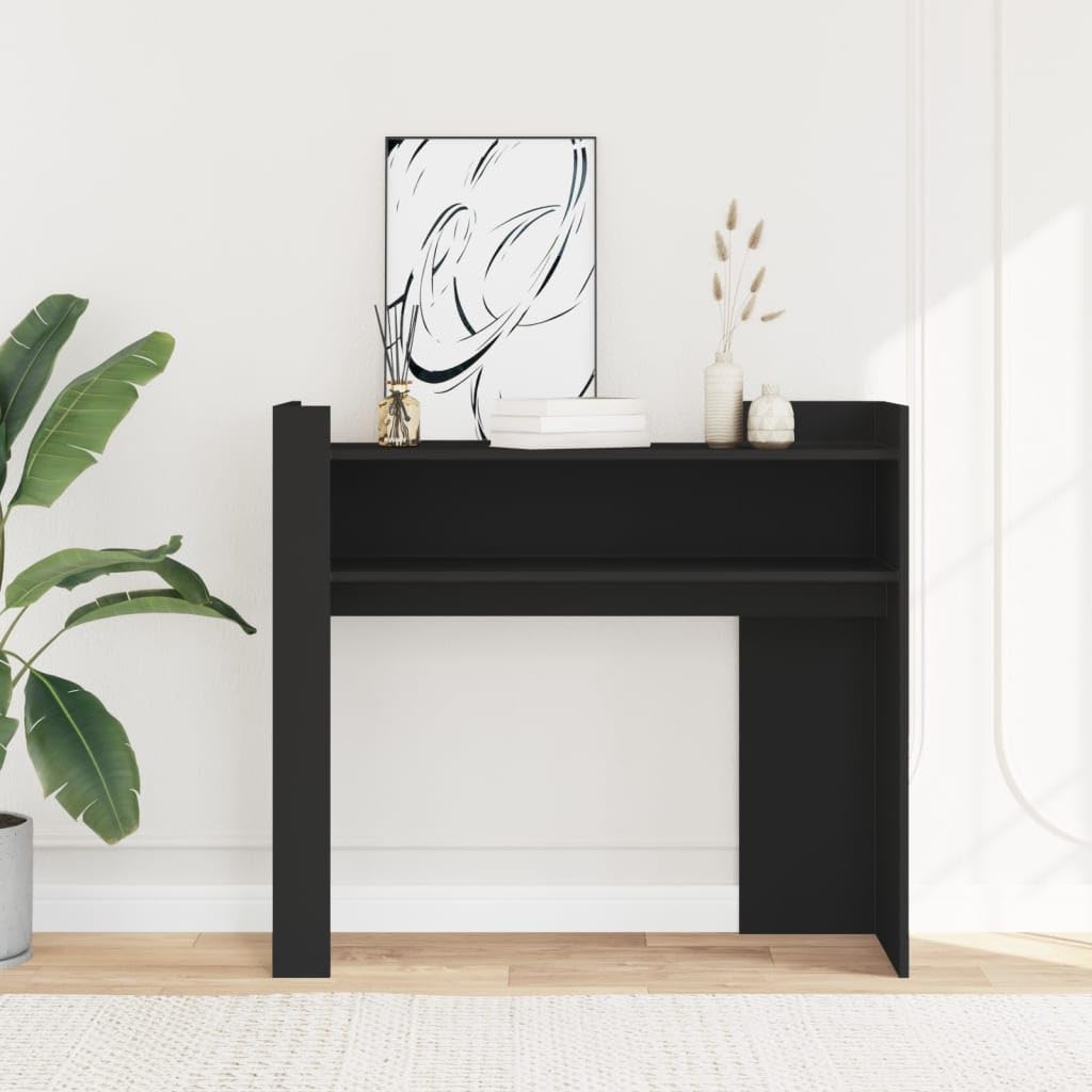 Stolik konsolowy, czarny, 100 x 35 x 90 cm, materiał drewnopochodny, trwały, z miejscem do przechowywania do korytarza, salonu, przedpokoju, wszechstronnego stolika pomocniczego