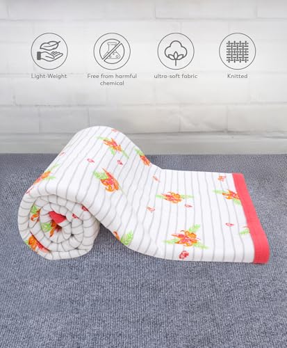 Image of Mi Arcus Embroidered Premium 100% Cotton Ultra-Soft Blanket for Baby Boys Girls 0-12 Months, 100x85 cm - Multicolor