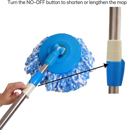 Miniatura 5 de LeoJiang Mango de repuesto de trapeador giratorio giratorio de 360 grados, mango de repuesto telescópico para herramientas de limpieza, versión