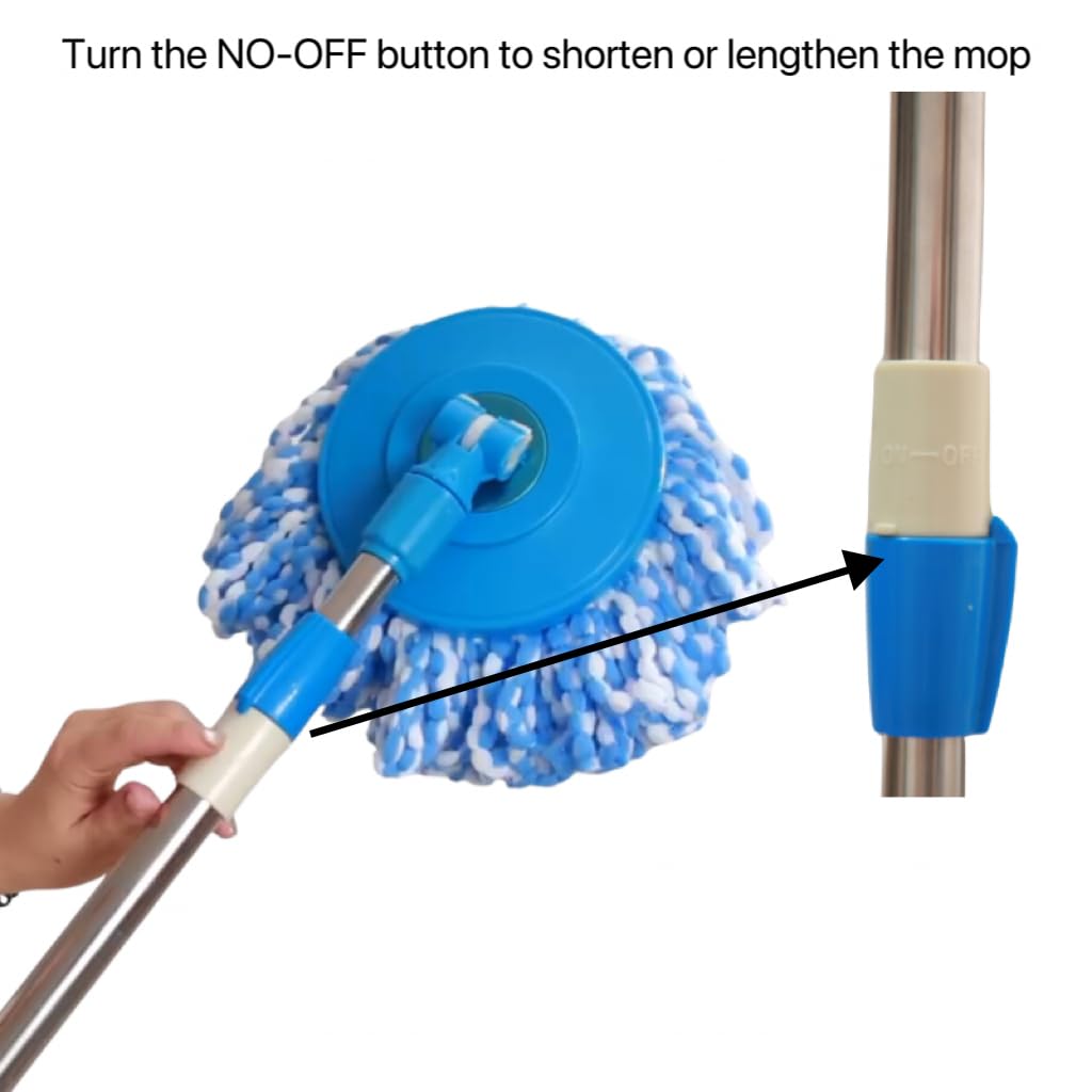 Mango de repuesto para fregona giratoria de 360 grados, mango telescópico de repuesto, accesorios de herramienta de limpieza, versión mejorada gruesa, azul, mango de repuesto para fregona