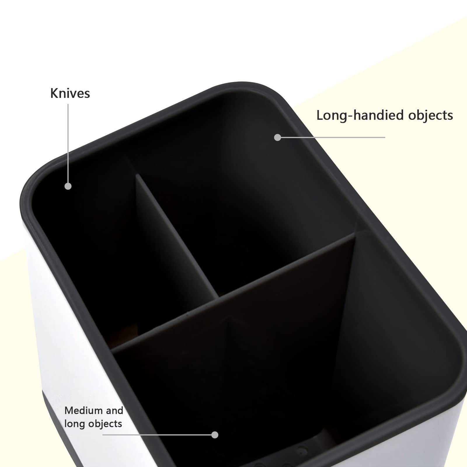 Soporte para utensilios, escurridor de cubiertos, soporte para palillos, cuchara, palillos, tenedor, cesta de drenaje, organizador de almacenamiento (negro)