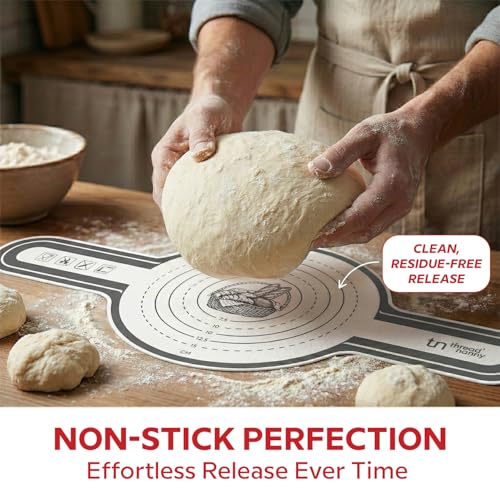 Image of ThreadNanny Silicone Bread Sling for Dutch Oven, 2 Pcs Round Nonstick Sourdough Silicone Bread Sling - 450F Heat Resistant Sourdough Sling, Pan Liner & Bread Baking Supplies (Grey)