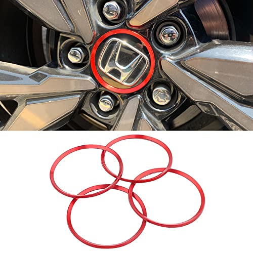 Sdeho Red Wheel Center Caps Trim for Honda Civic Hatchback Sedan 2016-2020, Center Caps Tims for Honda Accord Accessories, Center Caps Decoration Hubs Rings 4pcs (Aluminum Alloy Red) (Red)