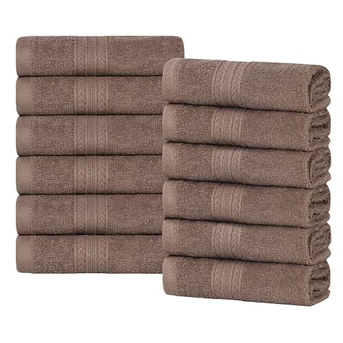 Superior Eco-Friendly Cotton 12-Piece Face Towel/Washcloth Set, Small, Fast Drying