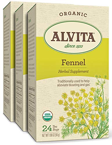 Alvita Organic Fennel Herbal Tea - Made with Premium Quality Organic Fennel Seeds, With Sweet Aroma And Flavor Like Licorice or Anise, 72 Tea Bags (3 Pack)