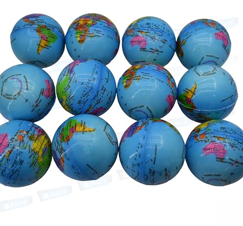 Image of Asera 12 Pcs Soft Foam Sponge Globe Print Balls for Kids | Lightweight High Bounce Play Toy | Birthday Return Gifts, Party Favors, Indoor & Outdoor Fun (Globe Set of 12)