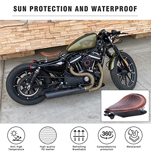 Image of DREAMIZER Motorcycle Seat Cushion Driver Solo Seats with Spring Bracket PU Leather Compatible with Harley Honda Yamaha Kawasaki Sportster Iron 883 1200 Chopper Bobber Cafe Racer