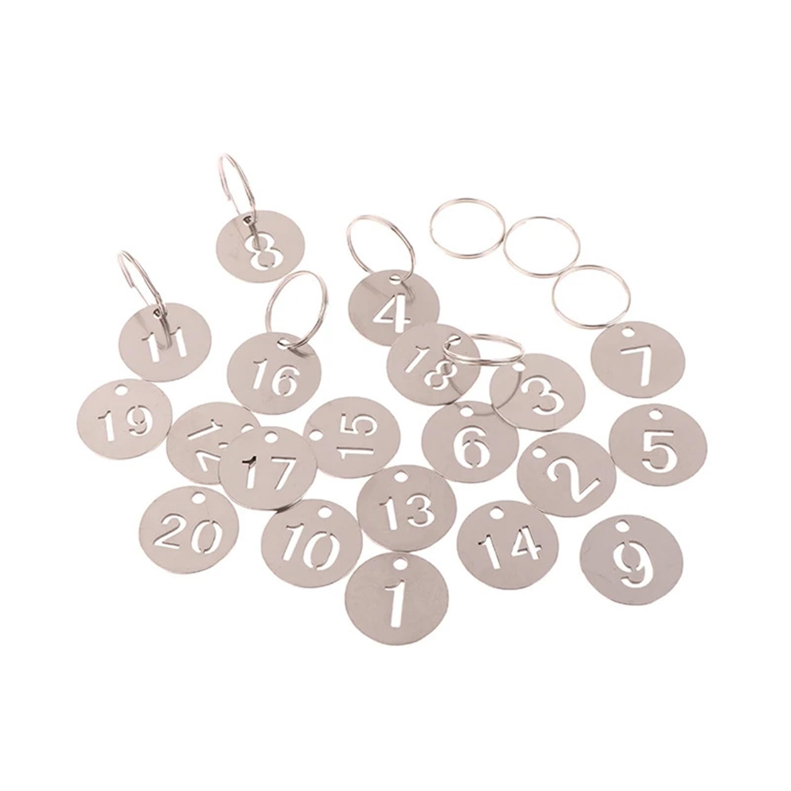 Etichette Con Numeri In Metallo 100 Pz Targa In Acciaio Inox Etichetta Chiave Tag 1-100 Etichette Catena Anelli Rotondi Identificatori Valigia Chiavi Appese Numerate Per Scuola,Casa, Chiavi
