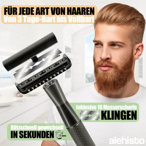 alehisto® Rasierhobel Deluxe inkl. 10 Rasierklingen und GRATIS e-Book | TÜV Rheinland Geprüft | Geschenkidee | Nassrasierer für Frauen und Männer | Umweltfreundliche und Nachhaltige Rasur ohne Plastik - Image 6
