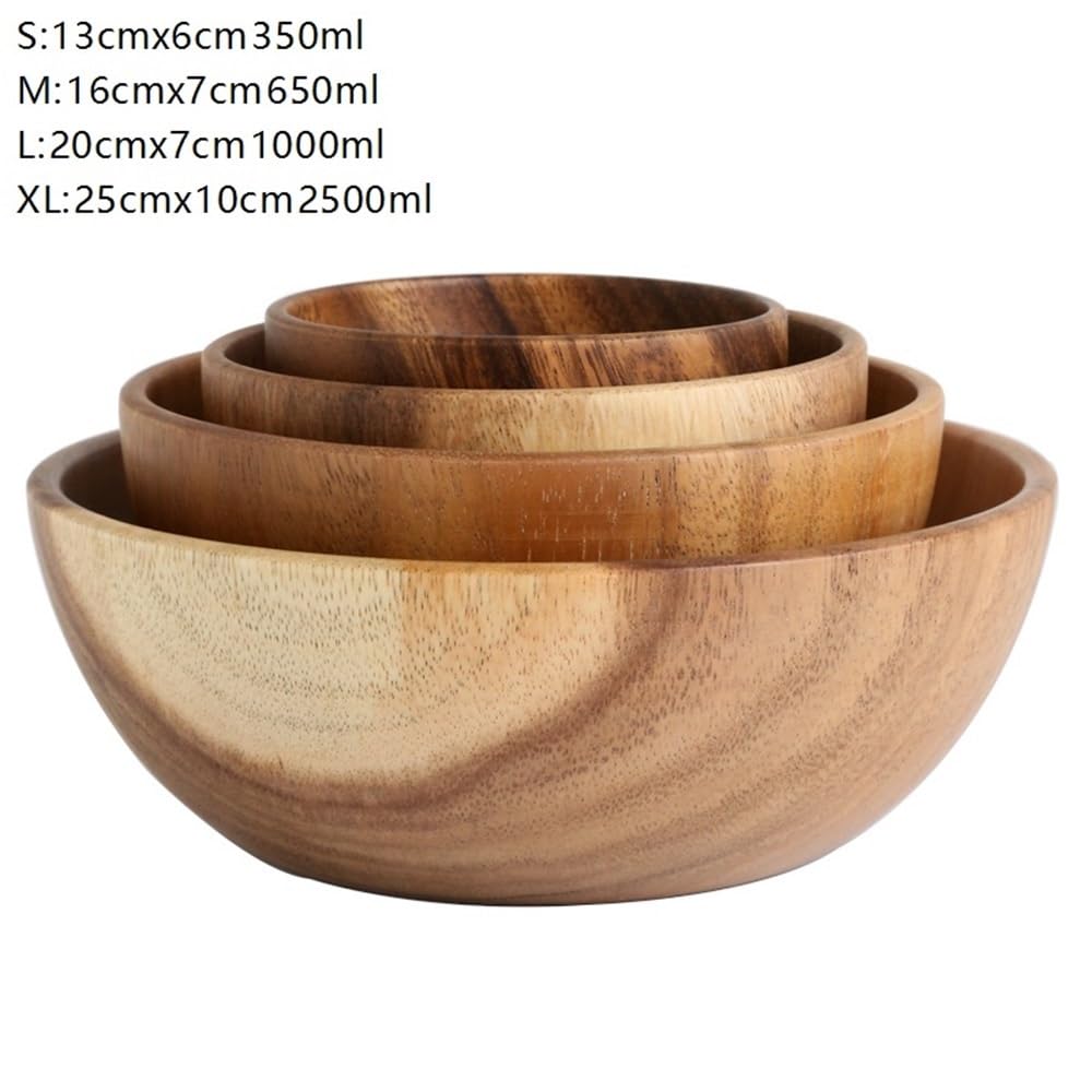 Cuenco grande de madera for ensalada y fruta, cuencos decorativos de estilo rústico for presentación de alimentos, perfectos for la decoración de la mesa de la cocina, centro de mesa for exhibición de