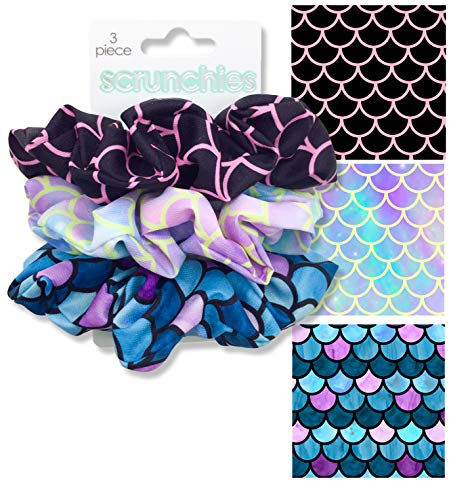 Spoontiques Mermaid Print Soft Hair Scrunchie Set #TOP29