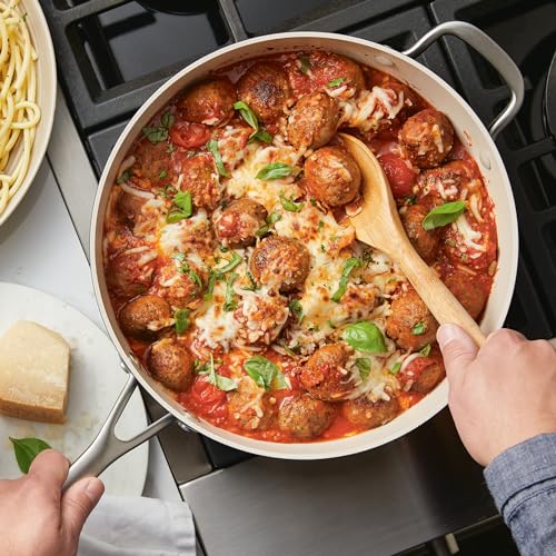 Image of KitchenAid Hard Anodized Ceramic Nonstick Saute Pan with Lid, 5 Quart - Matte Black