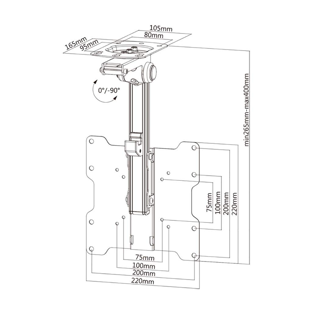 Supporto TV Gancio per display multifunzione, gancio per TV pieghevole, supporto a soffitto per monitor da 17-37 pollici, staffa corta per sollevare la cucina del ristorante