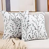 Basic Model Set of 2 Jacquard Throw Pillow Covers Leaf Decorative Pillowcase Square Cushion Cover fo