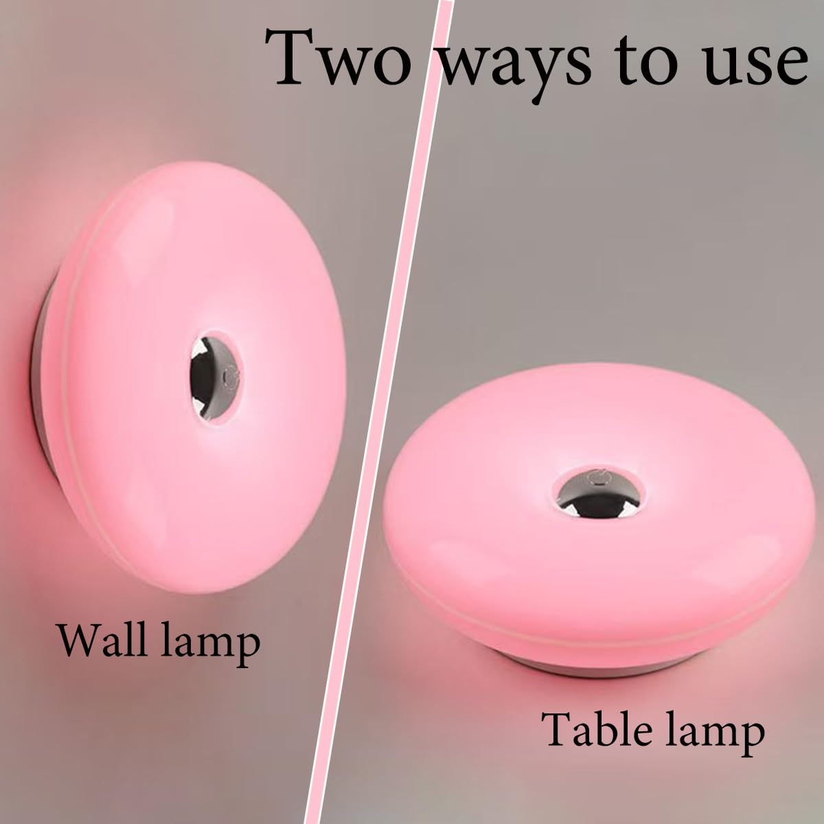 Lampada da Tavolo a LED Arancione a Forma di Ciambella, Ricaricabile, con Controllo Touch Wireless, dimmerabile, Ricaricabile Tramite USB, con Batteria da 2000 mAh, Moderna, rotond