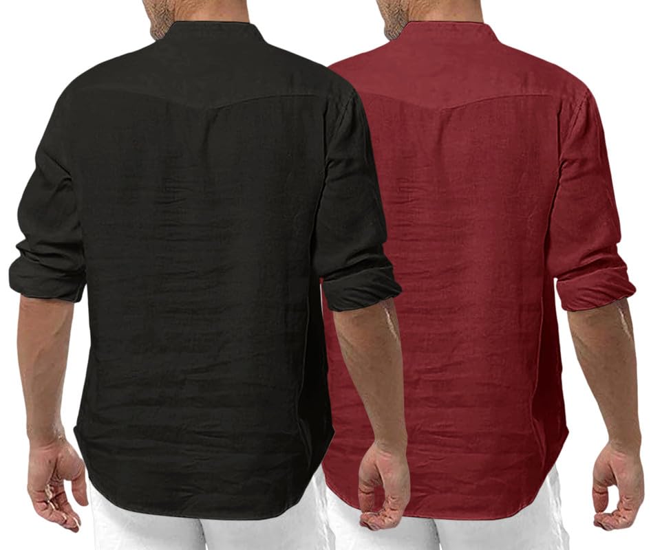 Image of ROYALSCOUT Men's Cotton Polyester Blend Solid Regular Fit Full Sleeve Short Kurta | Ethnic, Lightweight Summer Kurta for Daily & Occasion Use
