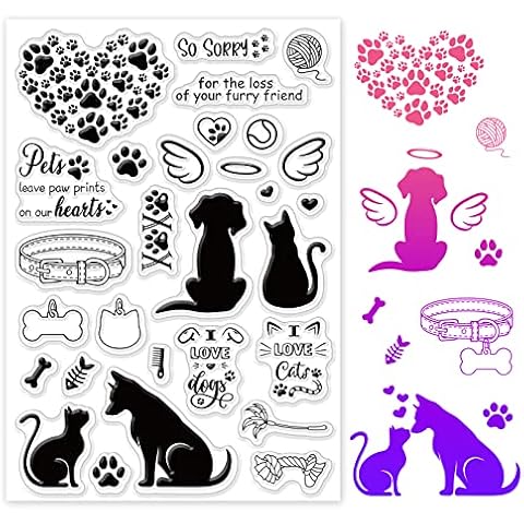 INFUNLY Pet Clear Stamps for Card Making Transparent Silicone Stamps Christmas Dog Cat Rubber Stamps Seal for DIY Scrap-Booking Decoration Album Crafts Cover
