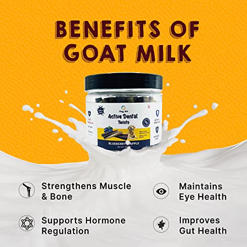 Image of Goofy Tails Active Blueberry and Apple Dental Stick 220g, Dog Treats Non Vegetarian, Dental Sticks for Dogs, Chew Sticks for Dogs, Dog Chew Stick