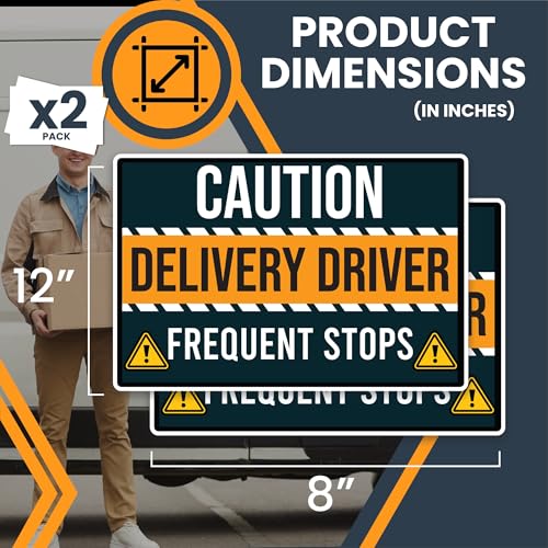 Image of Magnet Me Up Caution Frequent Stops Delivery Driver Magnet Decal, 2PK, Large 12x18 inch, Heavy Duty Automotive Magnet for Car, Any Magnetic Surface, Flex Delivery Driver, Crafted in USA