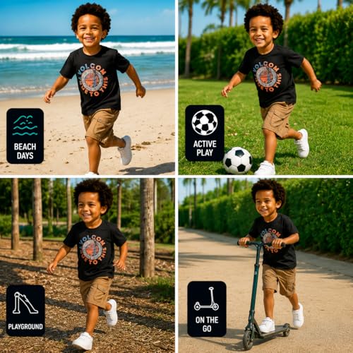Image of Volcom Toddler Baby Boy Shorts Set - 2 Piece Short Sleeve Graphic Tees and Shorts Infant Toddler Little Boys Summer Outfits