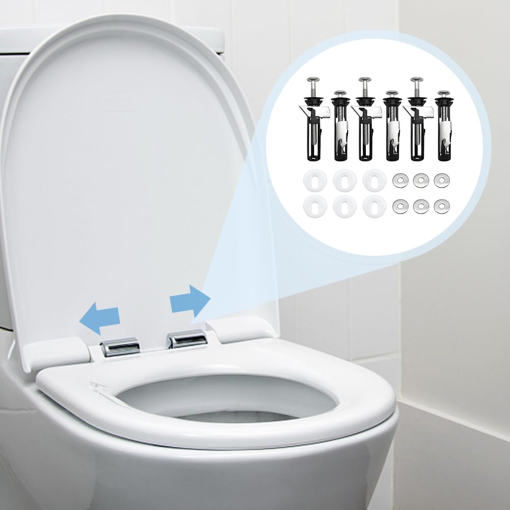 6pcs Toilet Seat Bolts Fittings Kit, Heavy Duty Stainless Steel Toilets Seats Fastener - Image 3