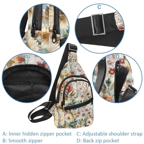 Bolso bandolera casual con estampado de flores y correa de hombro ajustable 4