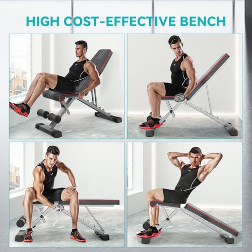 Image of Adjustable /Foldable Weight Bench, 660LBS Home Gym Exercise Bench Incline /Decline Multi-use Exercise Bench Strength Training Workout Bench for Bench Press
