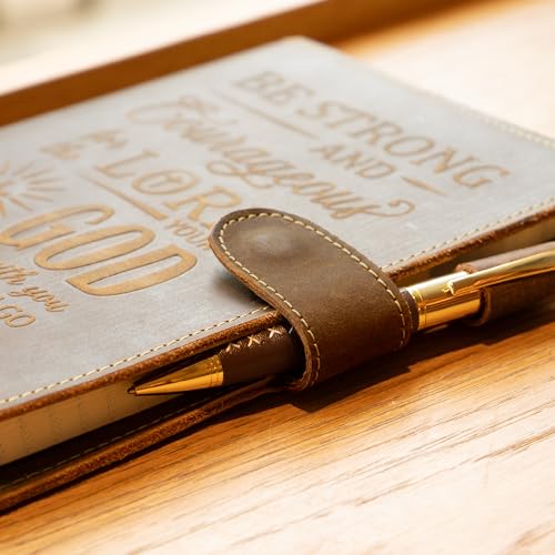 Sovereign-Gear Religious Refillable Leather Journal - Handmade A5 Writing Notebook with Pen - Joshua 1:9 “Be Strong & Courageous” Embossed Diary with 2 Lined Inserts & Pen Holder - 480 Pages by Sovereign-Gear - Image 8